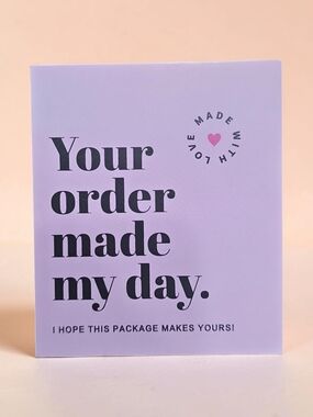 1 Packs 50 Total Small Thank You Cards | Your Order Made My Day. 3x3.5 inches